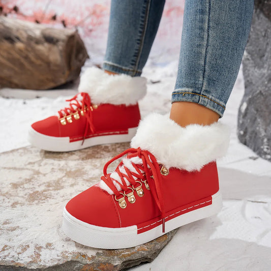 Gemütliche Woll-Schnürstiefel für Damen für den Winter