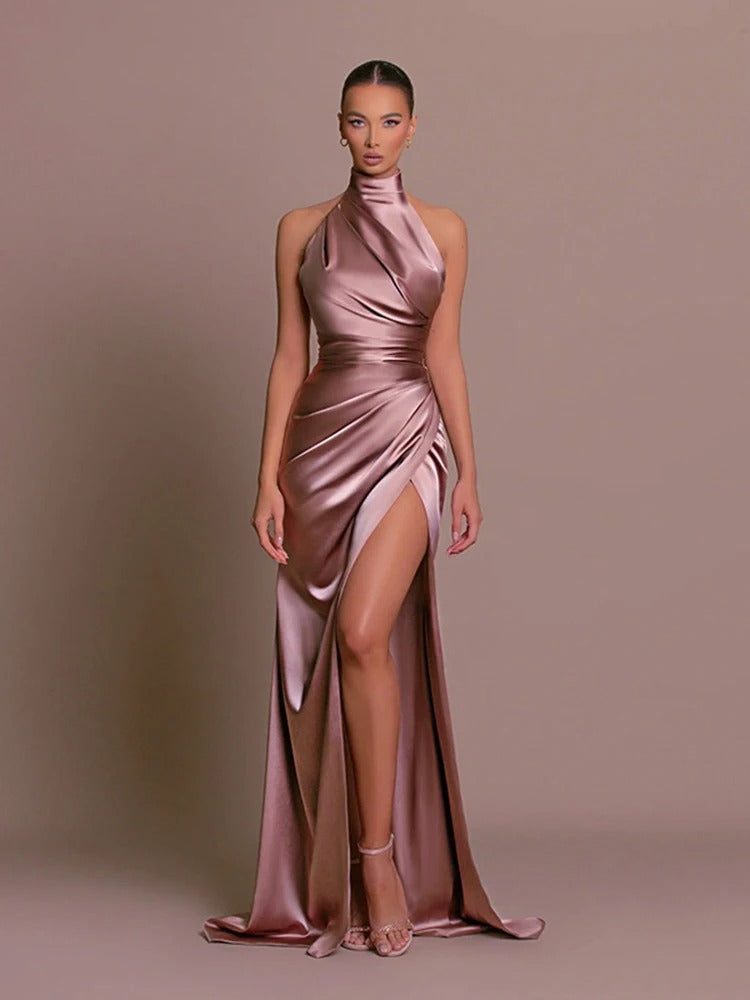 Viktoria® | Neckholder-Abendkleid mit hohem Beinschlitz