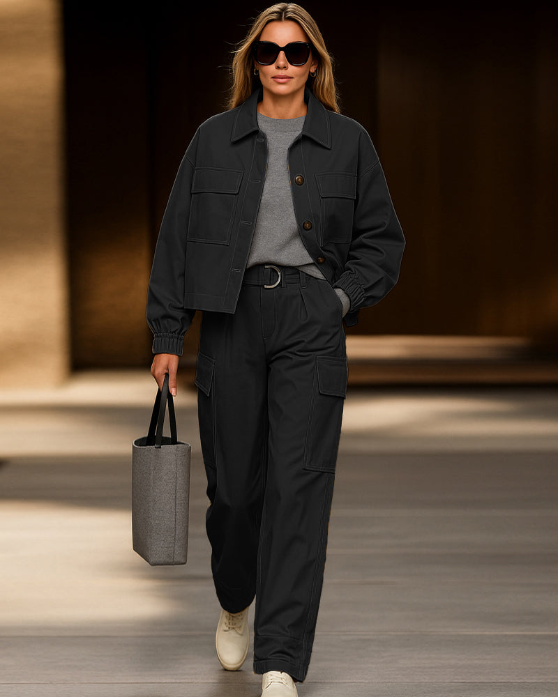 Moderne Utility Cargo Jacke und Hose Set