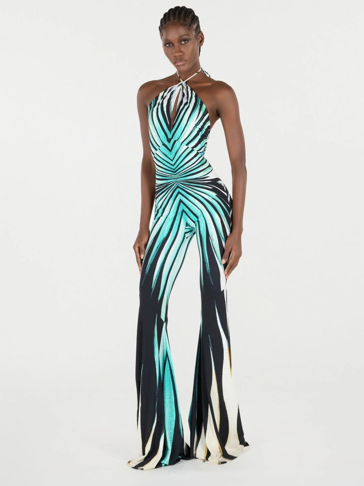 Ärmelloser Sommer-Jumpsuit mit Meeresprint