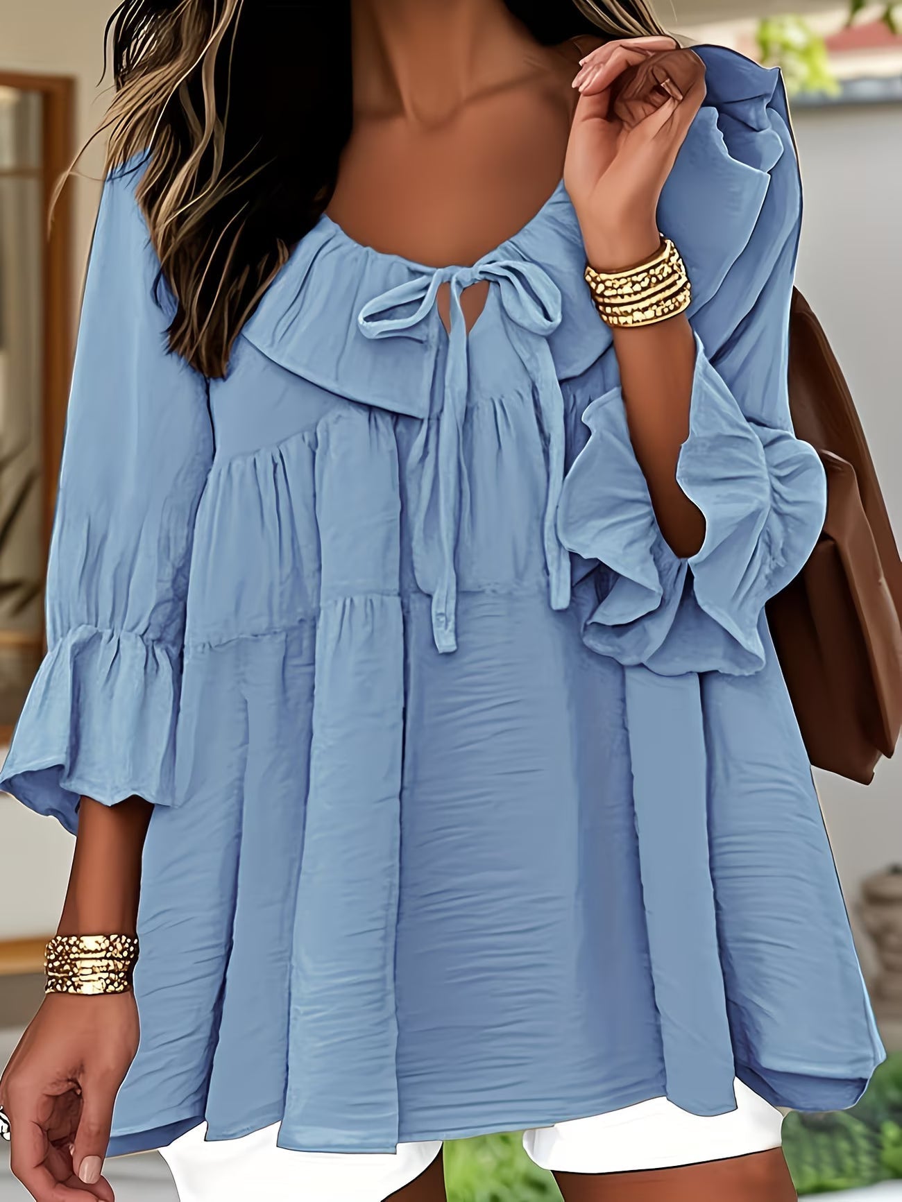 Elegante Bluse mit gerafftem Ausschnitt für Damen