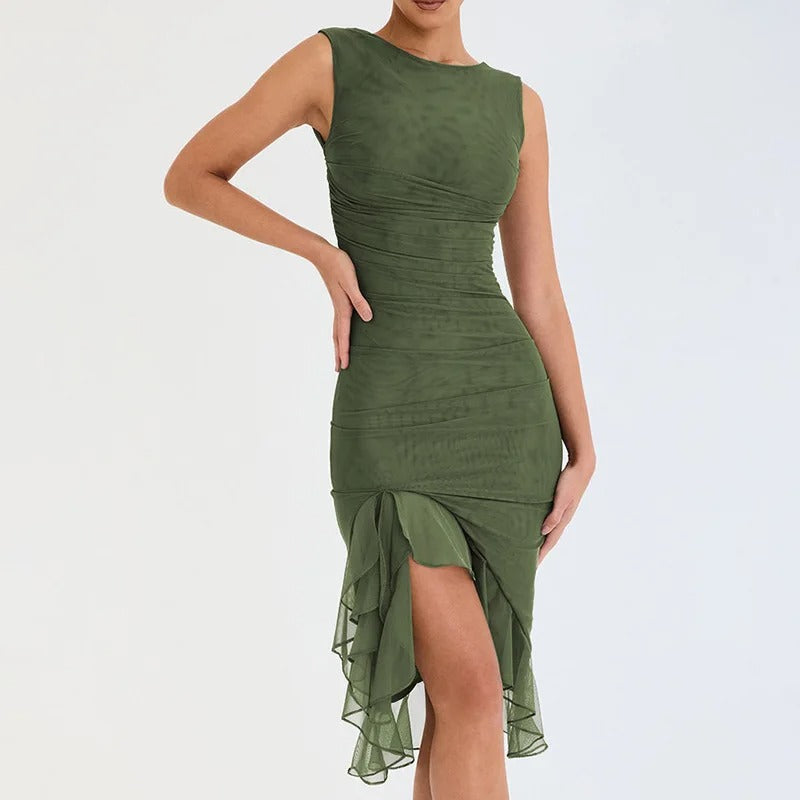 Viktoria® | Asymmetrisches Volantkleid mit Raffung