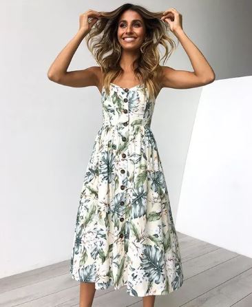 Alice Leroy® | Sommer Sexy Midikleid mit Strandmuster