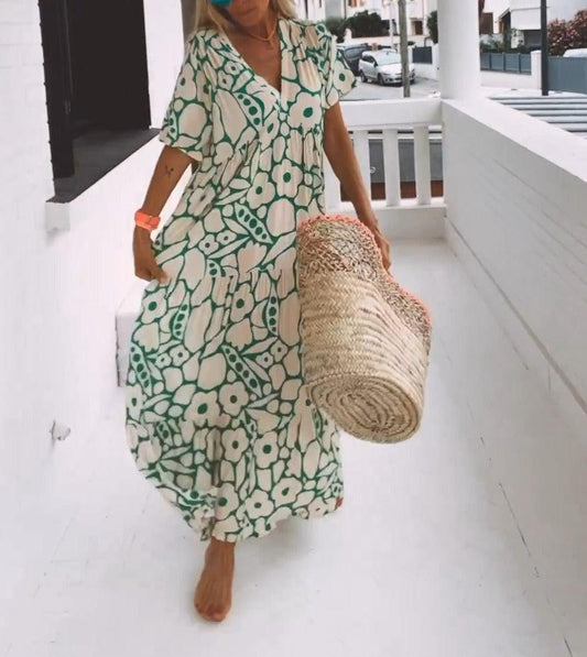 Bequemes Maxikleid mit kurzen Ärmeln für Damen