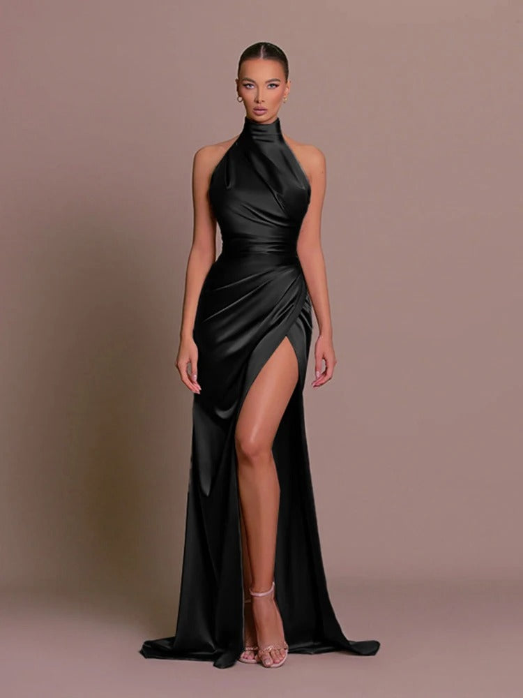 Viktoria® | Neckholder-Abendkleid mit hohem Beinschlitz