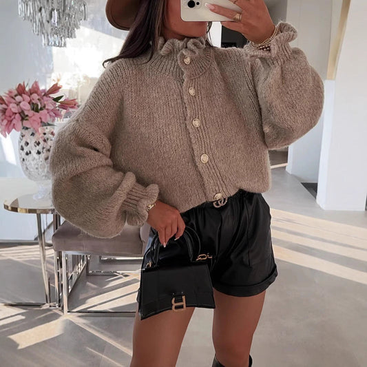 Schicker Damen-Cardigan mit Knöpfen und stylischem Kragen