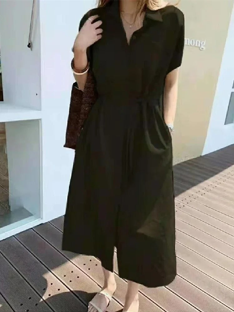 Valindr® | Leichtes Hemdkleid mit Taillengürtel
