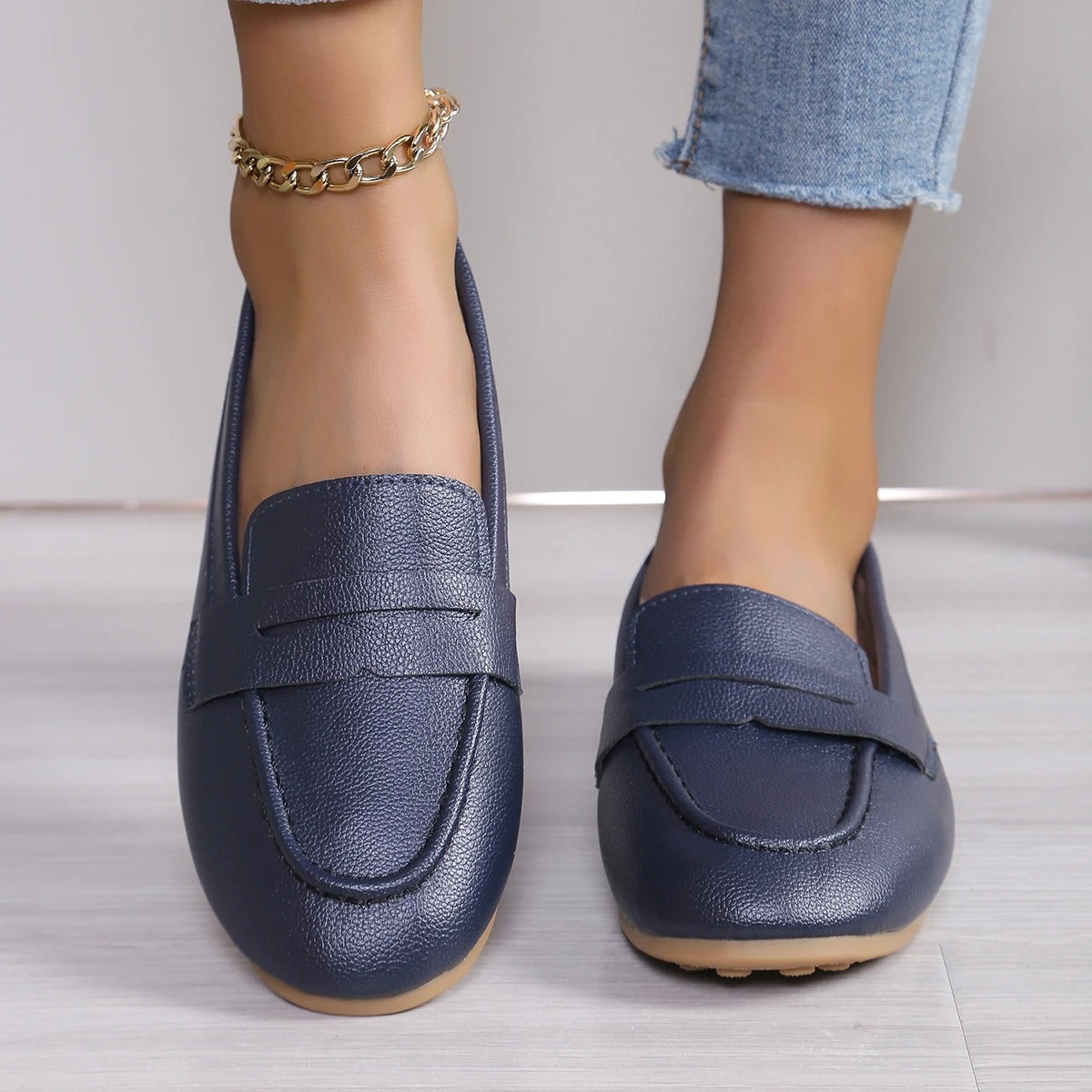 Damen Lederloafer, klassische Loafers für Büro & Alltag, bequem, elegant