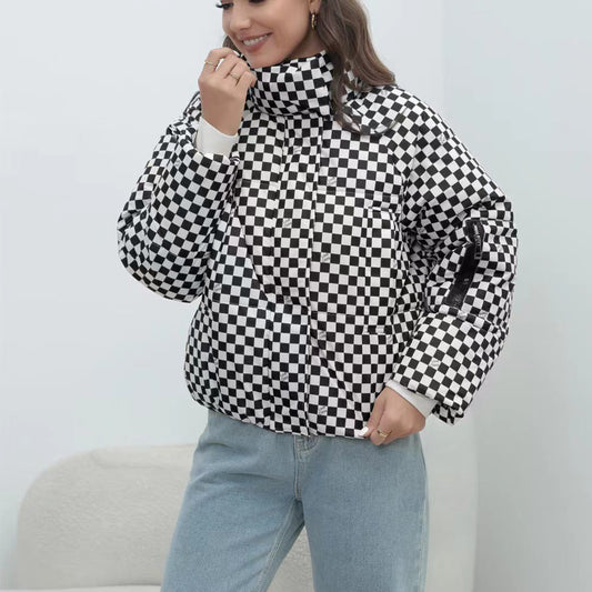 Damen Steppjacke Winddicht mit hohem Kragen