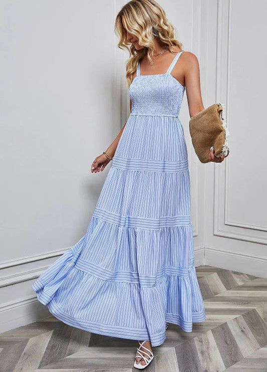 Maxi-Sommerkleid für Damen mit elastischem Oberteil und A-Linie – Elegant & Bequem
