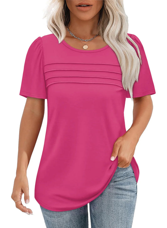 Raffung an der Vorderseite weiches Shirt mit rundem Ausschnitt