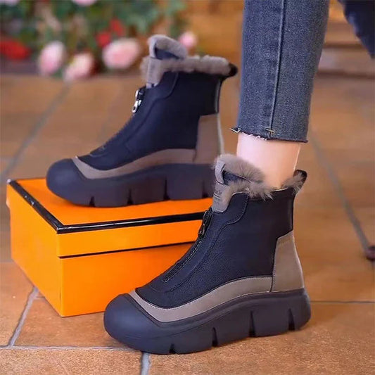 Wasserdichte warme Reißverschluss-Schneestiefel für Damen