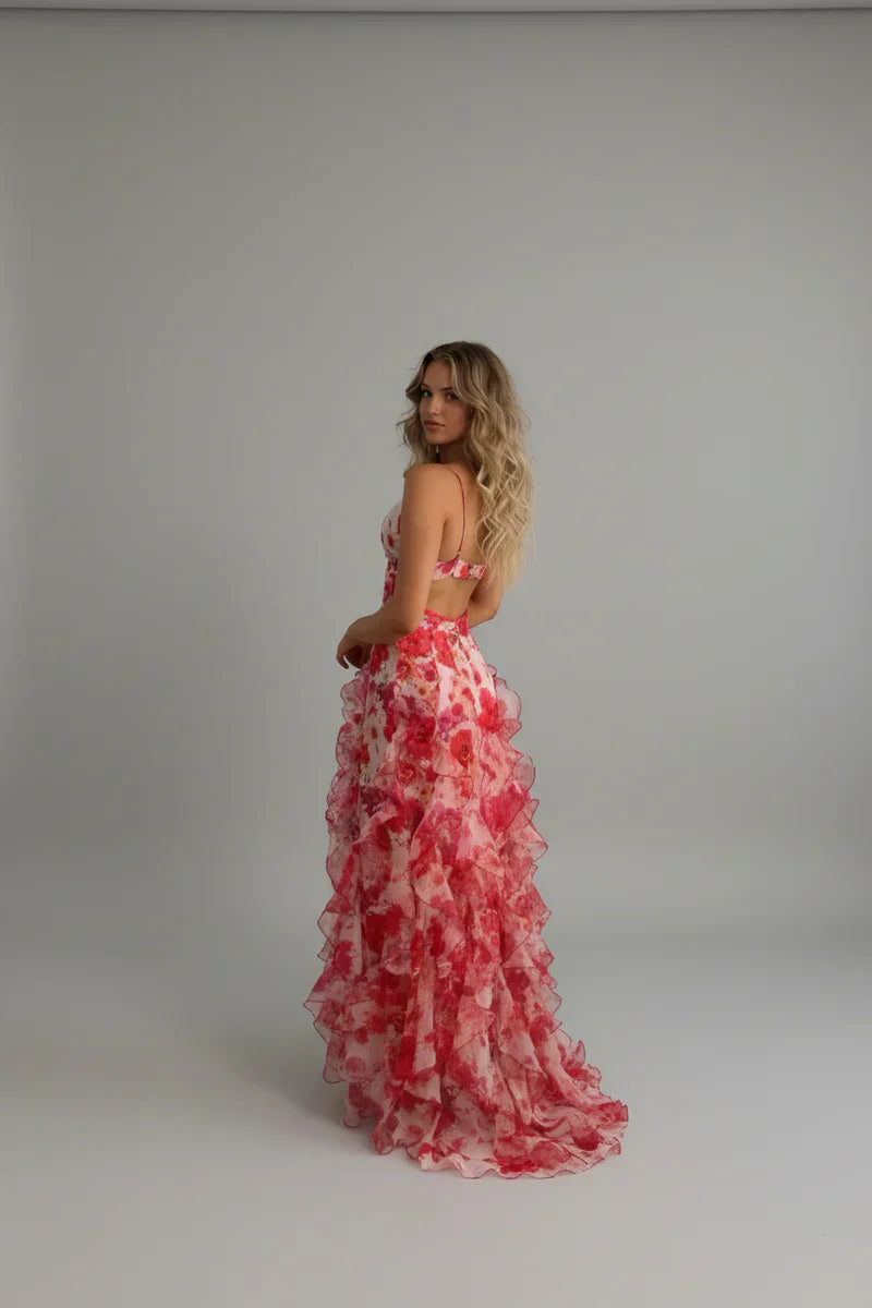 Santorini Maxikleid mit Blumenmuster