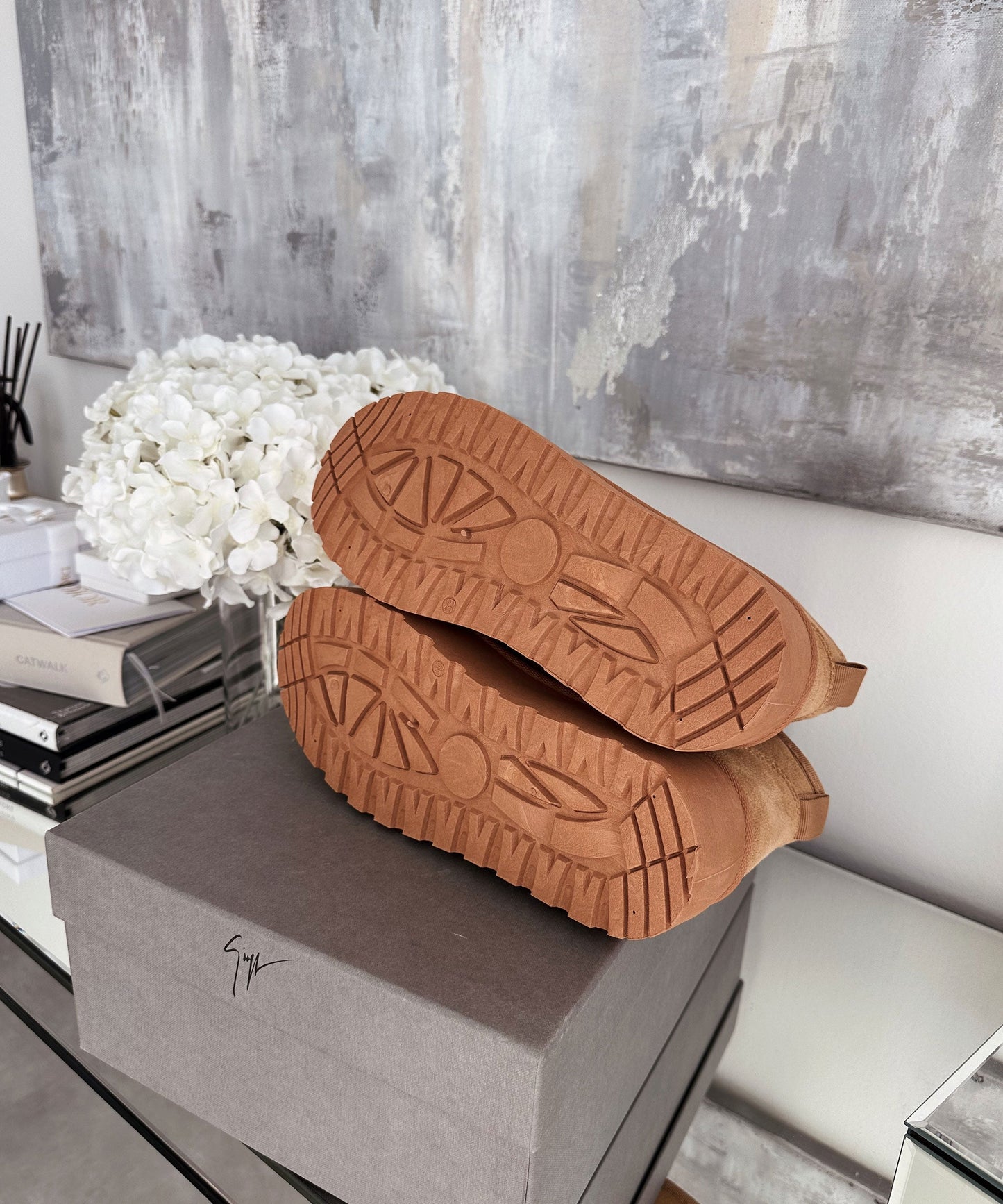 Braune Leder-Plateau-Stiefeletten für stilvollen Alltagsschuh