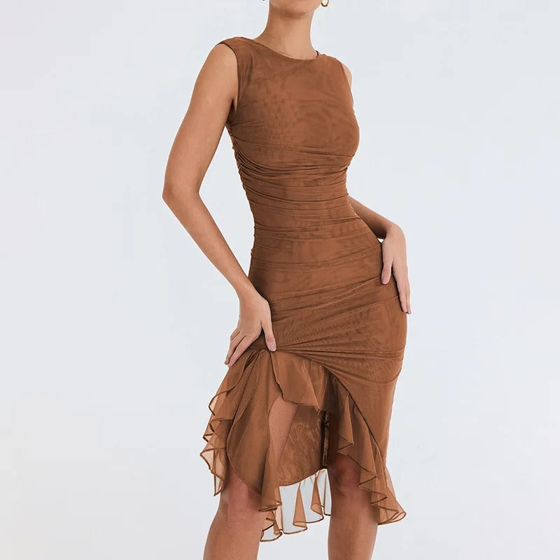 Viktoria® | Asymmetrisches Volantkleid mit Raffung