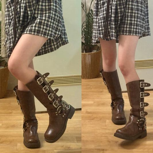 Moderne Low Heel Punk Gothic Rock Stiefel