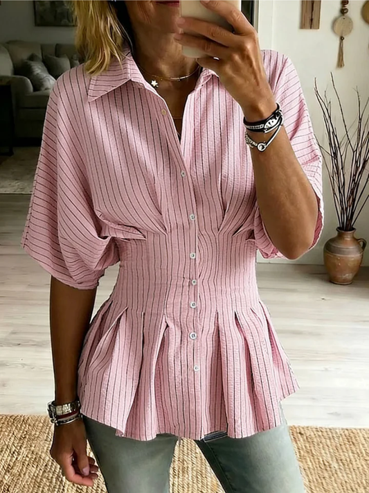 Kurzarm-Bluse mit Knopfleiste