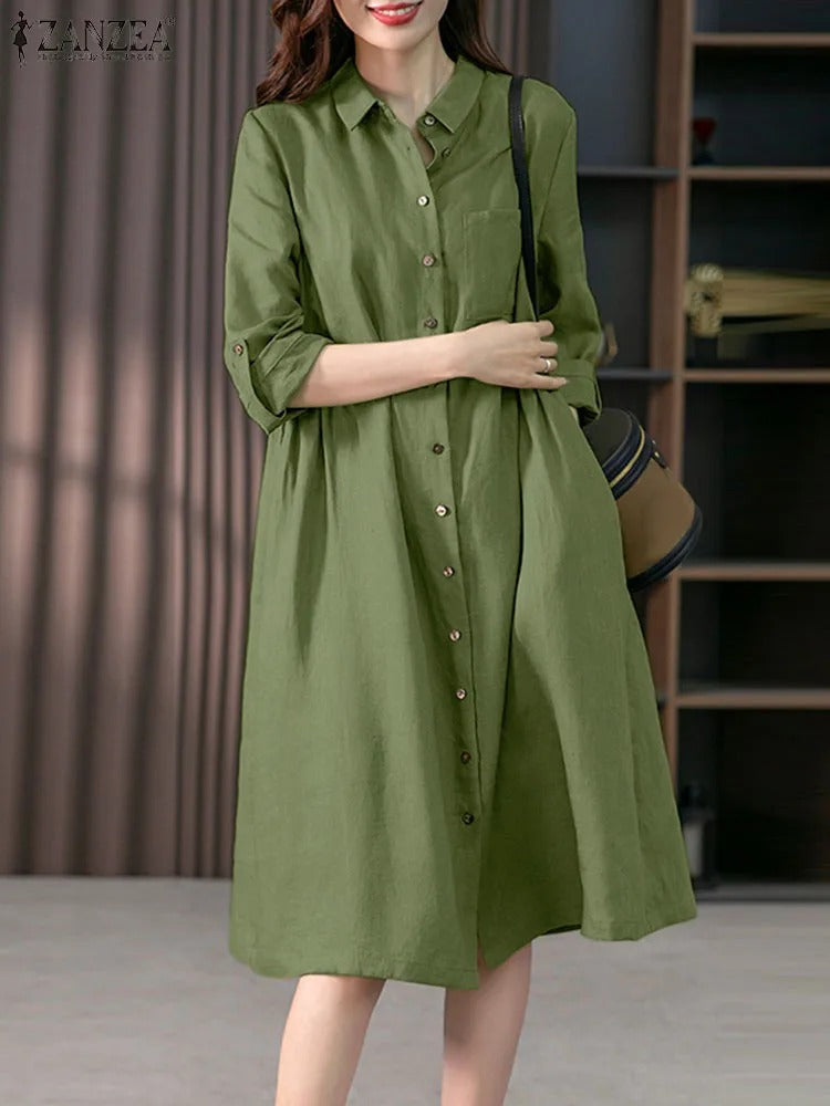 Valindr® | Lockeres Hemdblusenkleid mit Knopfleiste