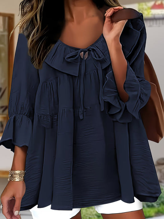 Elegante Bluse mit gerafftem Ausschnitt für Damen