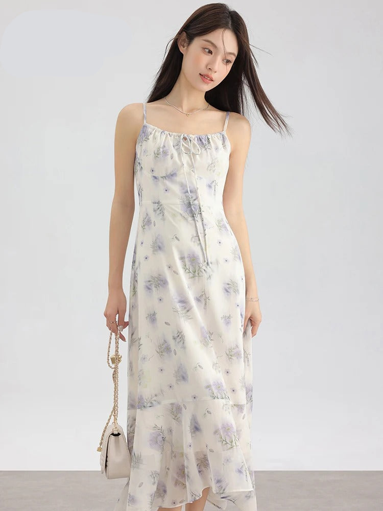 Liesel® | Fließendes Spaghettiträgerkleid mit Blumendruck