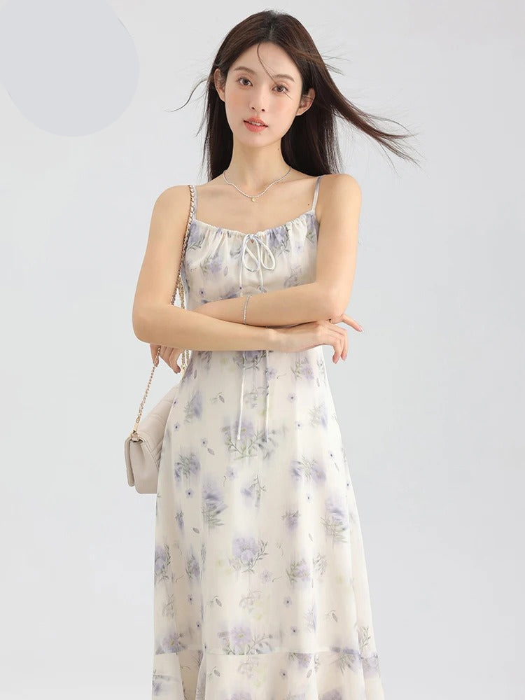 Liesel® | Fließendes Spaghettiträgerkleid mit Blumendruck