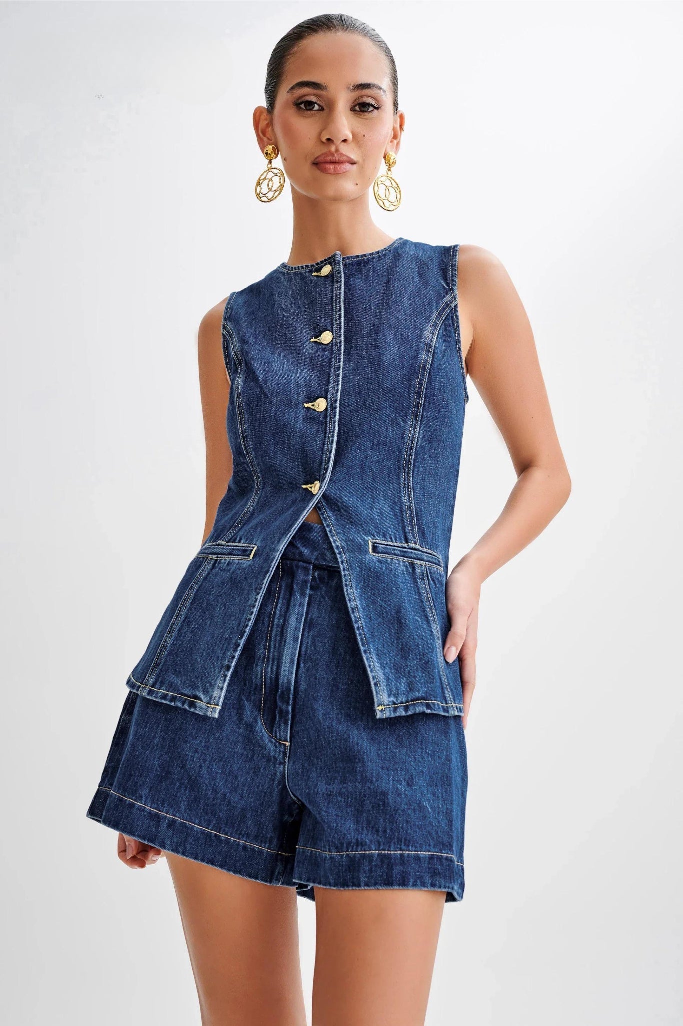 Lässiges zweiteiliges Denim-Set für mühelosen Stil