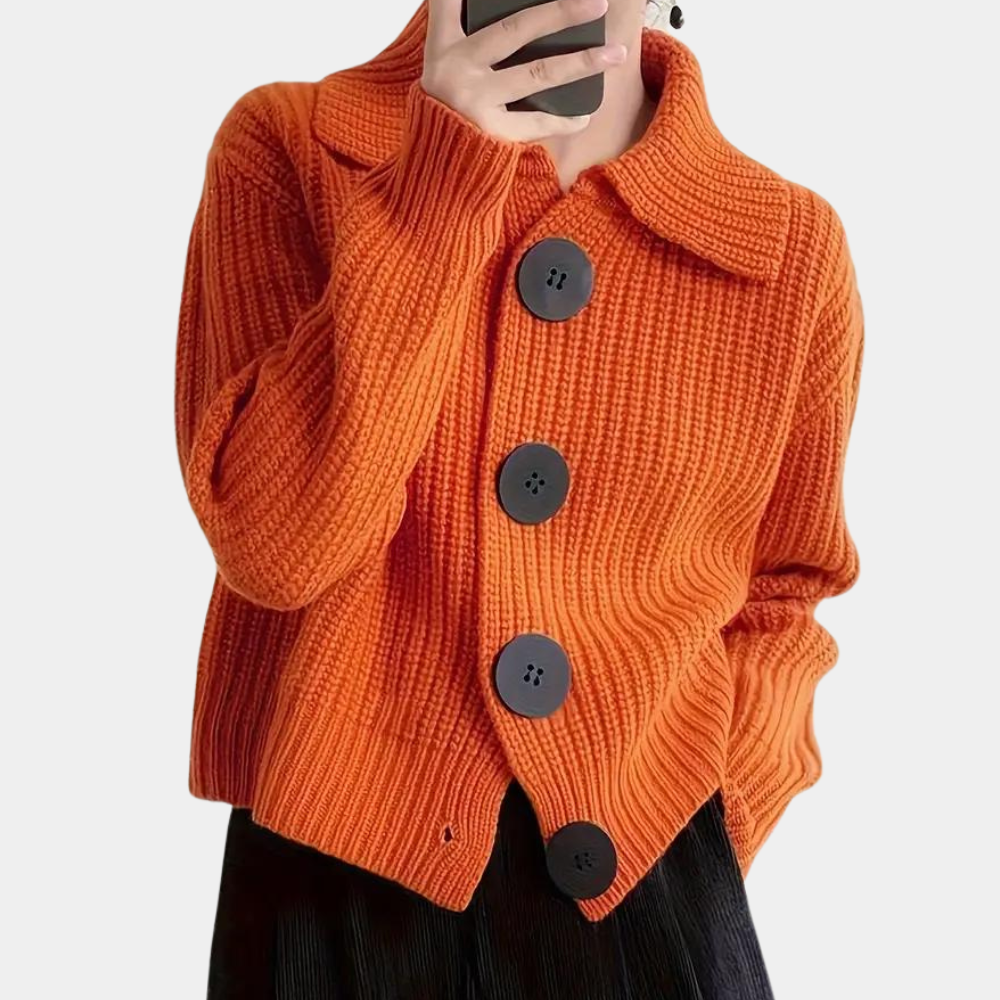 Gemütlicher eleganter Cardigan mit großen Knöpfen für Herbst und Winter
