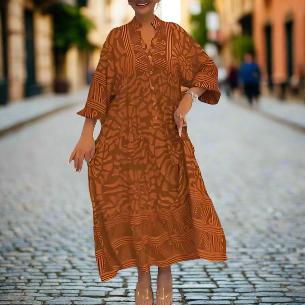 Locker sitzendes bedrucktes Freizeitkleid für Damen