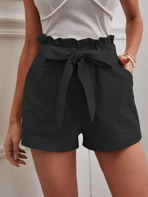 Hochtaillierte Shorts mit Bindegürtel für Damen