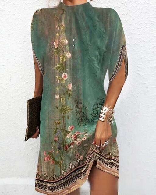 Amélie Moulin® | Kleid mit Fledermausärmeln im modischen Stil