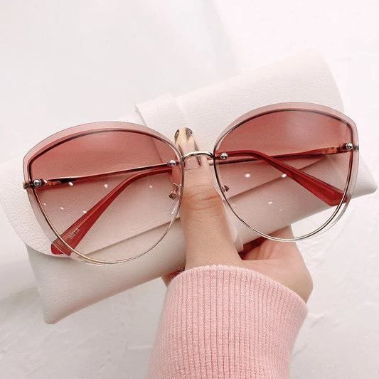 Frauen Randlose Oval Sonnenbrille - UV-Schutz, Polarisierte Gläser