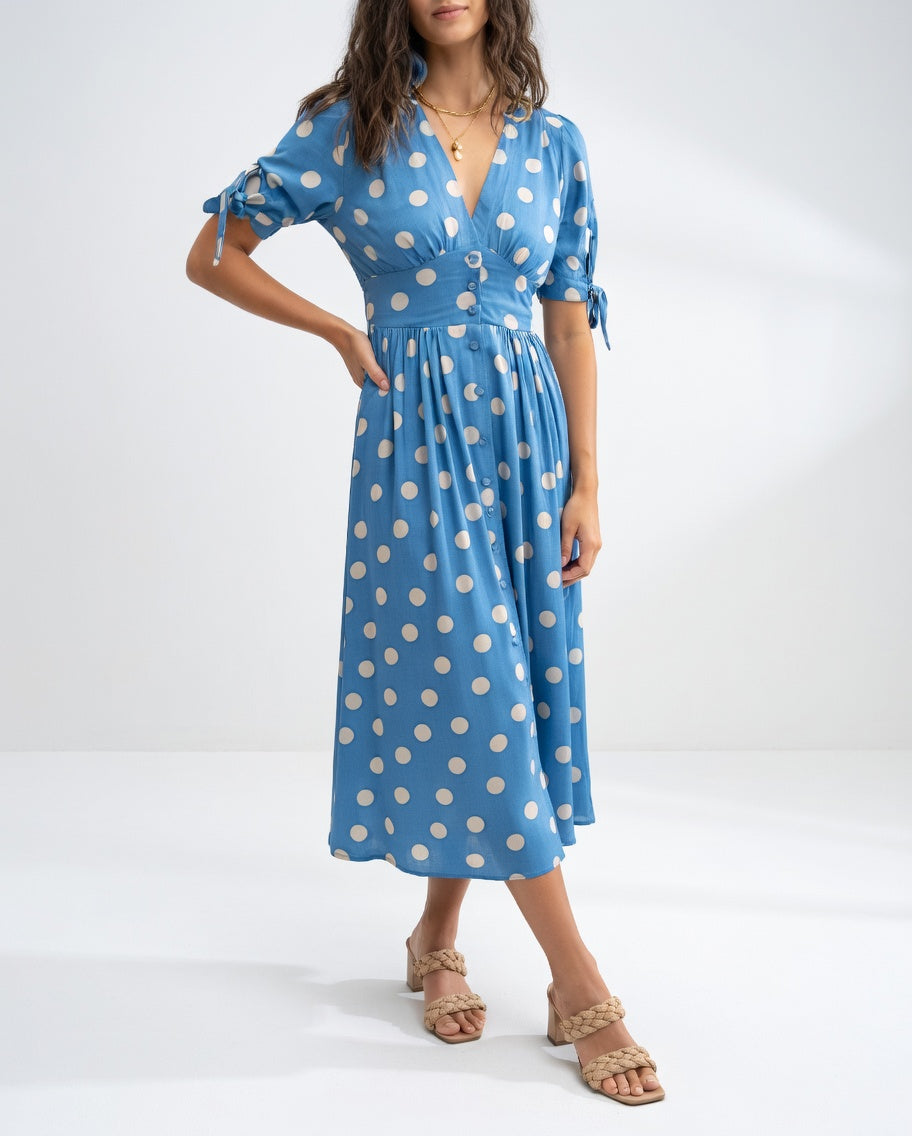 Elegantes Midi-Kleid mit Polka Dots für Damen
