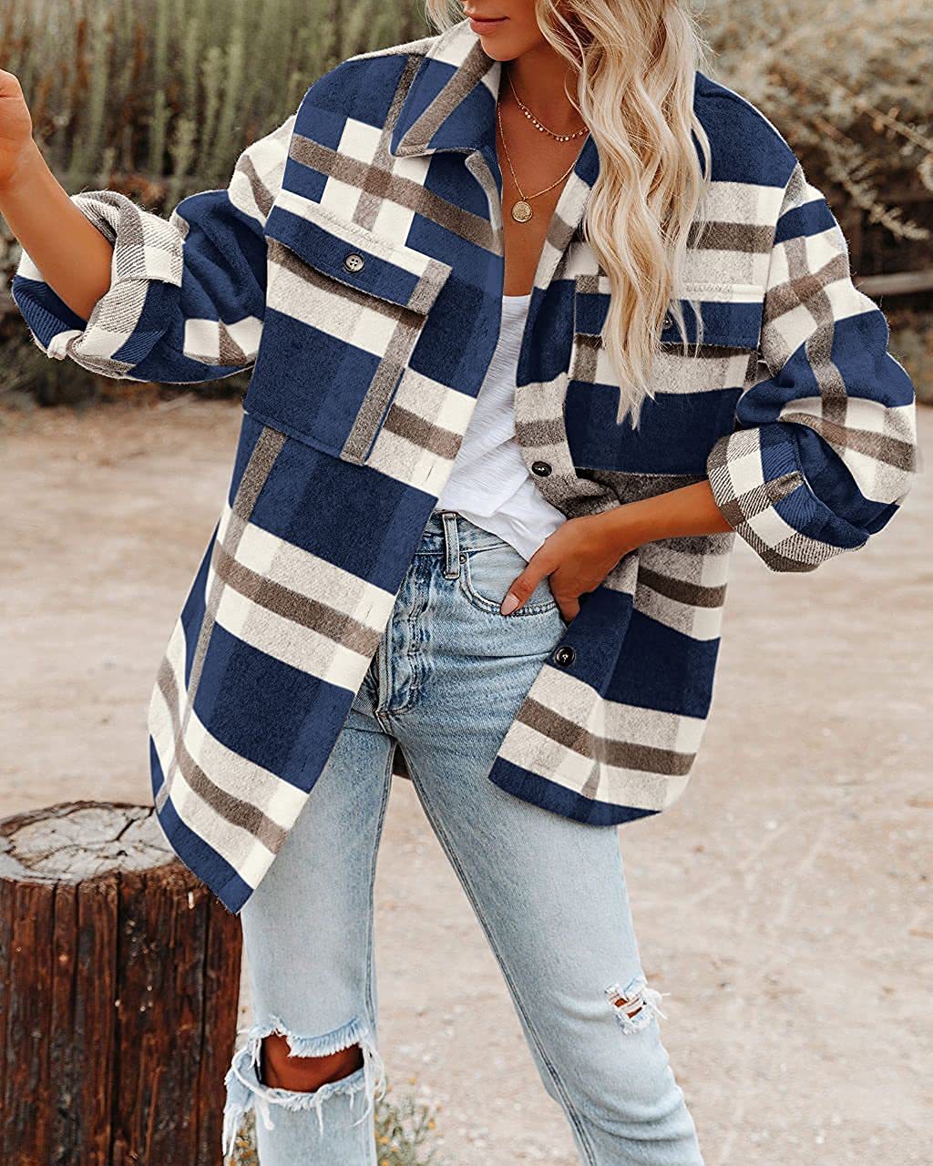 Ayesha® | Karierte Jacke mit Taschen