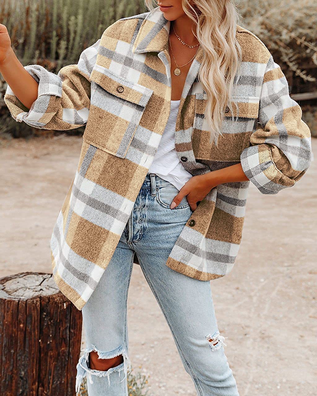 Ayesha® | Karierte Jacke mit Taschen