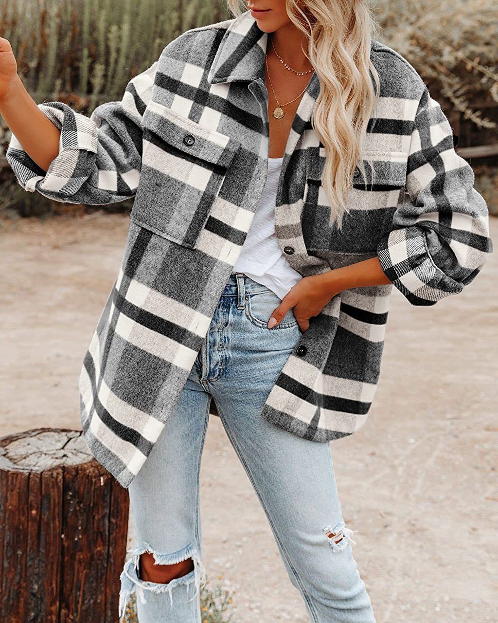 Ayesha® | Karierte Jacke mit Taschen