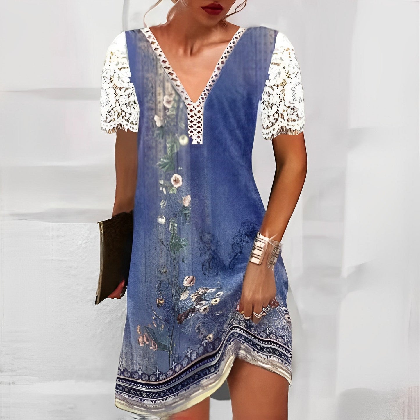 Elegantes Damen Kleid Druckmuster für besondere Anlässe, bequem & stilvoll