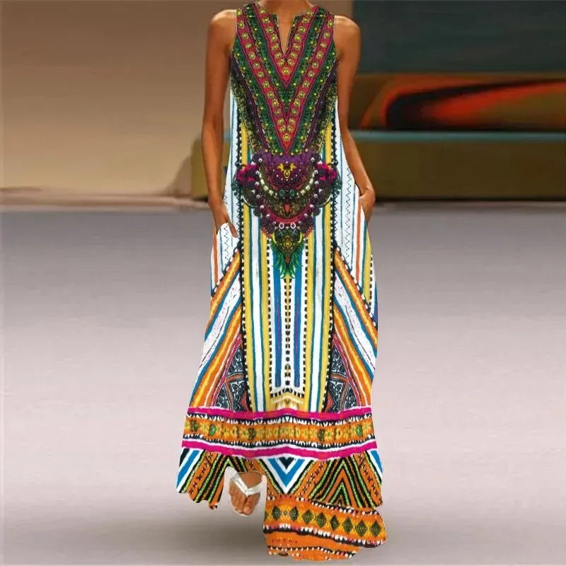 Riva Lefèvre® | Retro bedrucktes langes Kleid