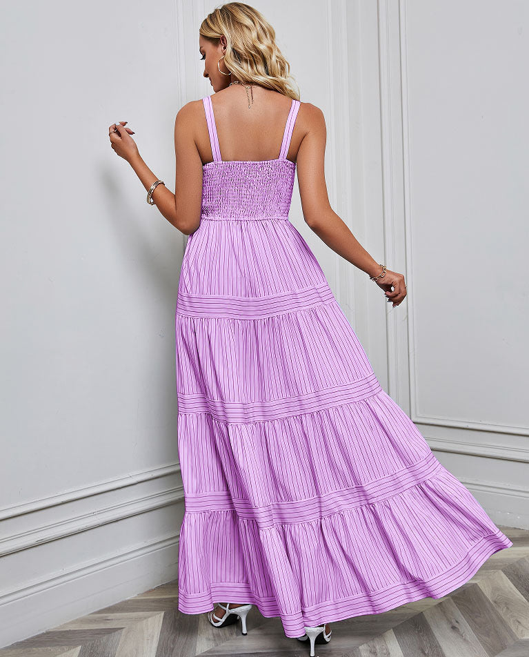Maxi-Sommerkleid für Damen mit elastischem Oberteil und A-Linie – Elegant & Bequem