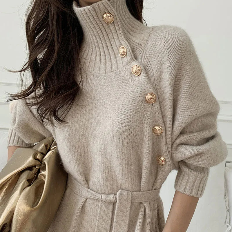 Élodie Lavin® | Kleid mit Rollkragen-Pullover-Stil