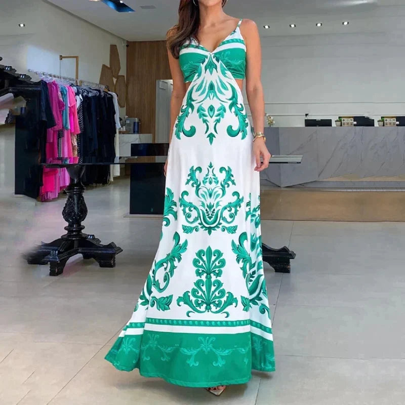 Riva Lefèvre® | Verführerisches V-Ausschnitt Sommerkleid mit Spaghetti-Trägern