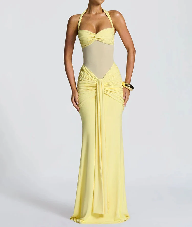Halter Raffung Bodycon Maxikleid Sculpting Abendkleid