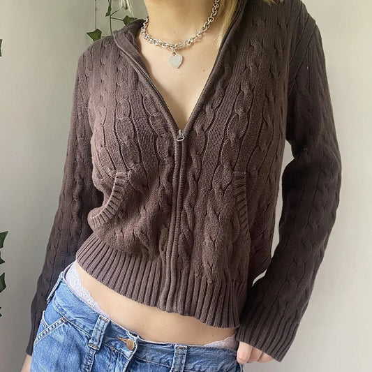 Gemütlicher Kapuzen-Strickcardigan mit Knopfverschluss vorne