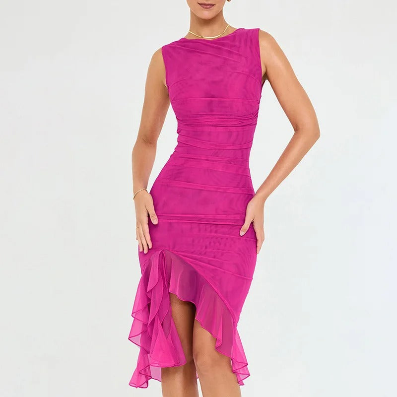 Viktoria® | Asymmetrisches Volantkleid mit Raffung
