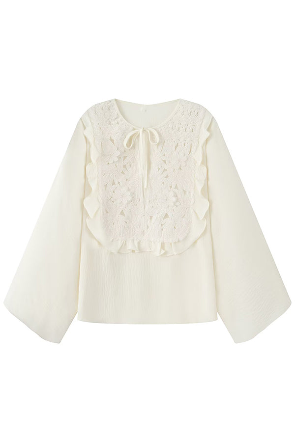 Legeres Oberteil mit Taillenschnürung, Hohlnaht und Rundhalsausschnitt