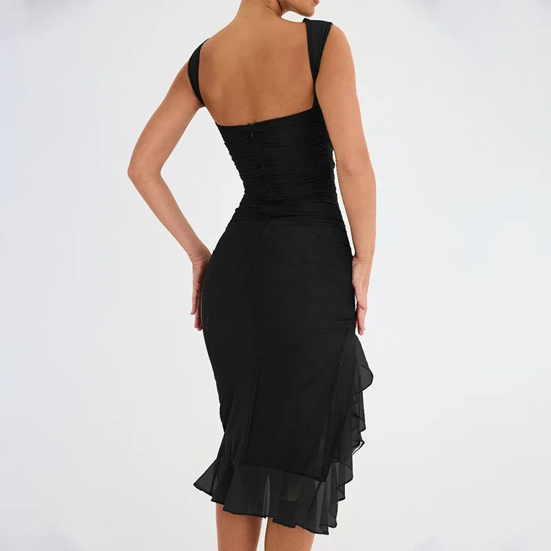 Viktoria® | Asymmetrisches Volantkleid mit Raffung