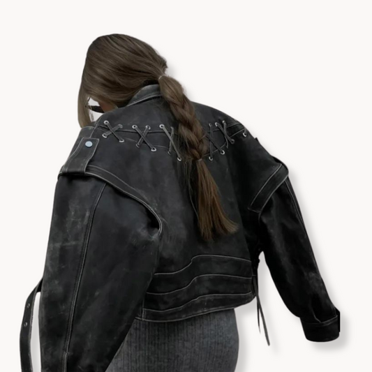 Klassische schwarze Leder-Bikerjacke