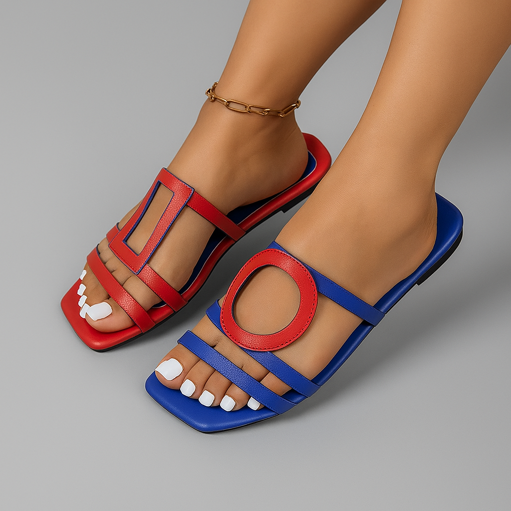 Colorblock Offene Freizeit-Sandalen