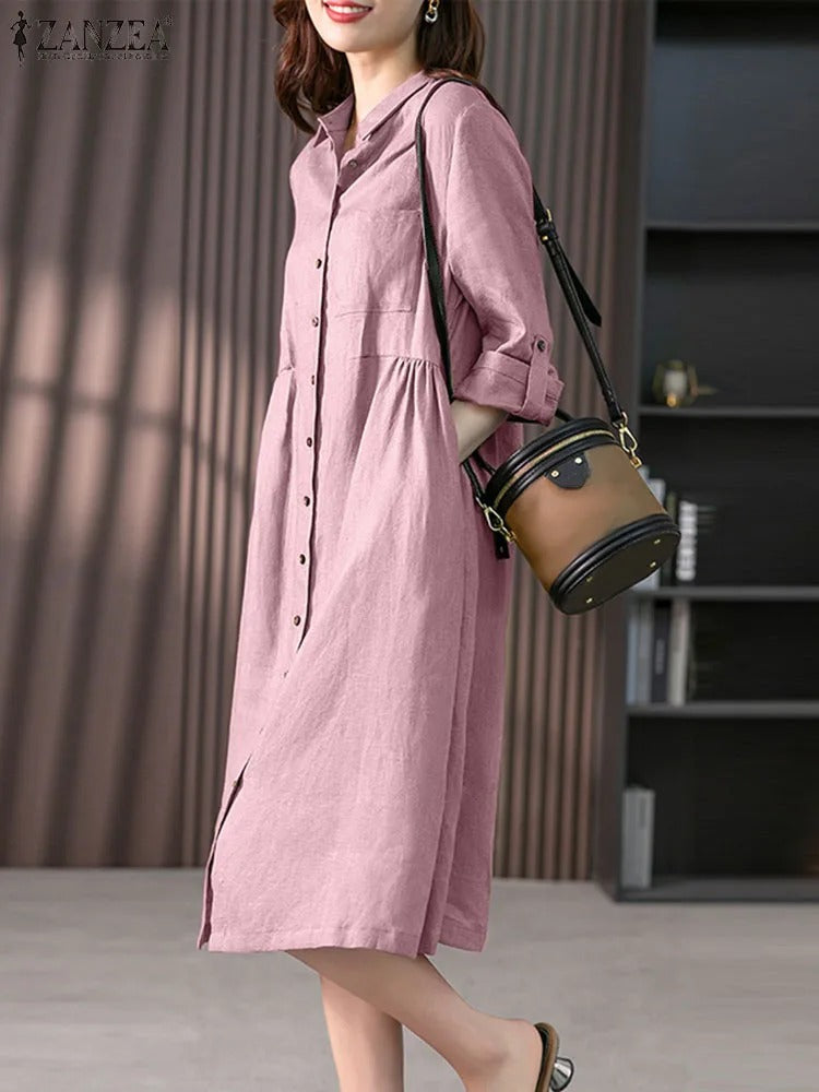 Valindr® | Lockeres Hemdblusenkleid mit Knopfleiste