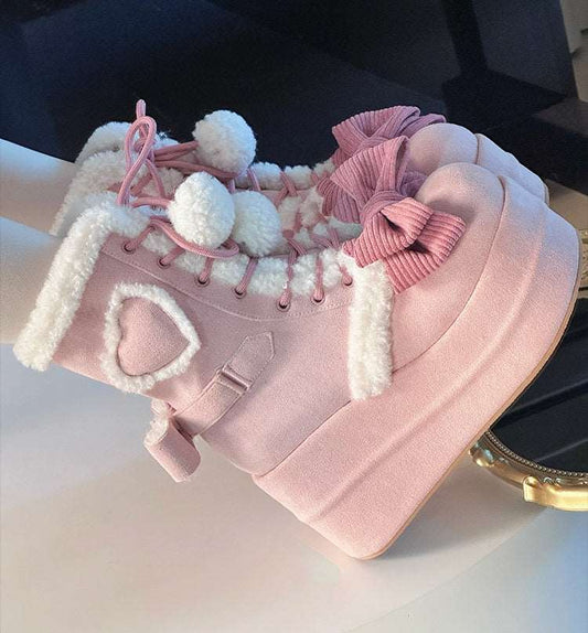 Gemütliche Winterstiefel in Pink und Creme