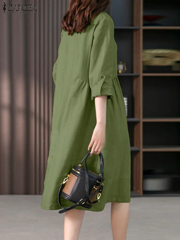 Valindr® | Lockeres Hemdblusenkleid mit Knopfleiste